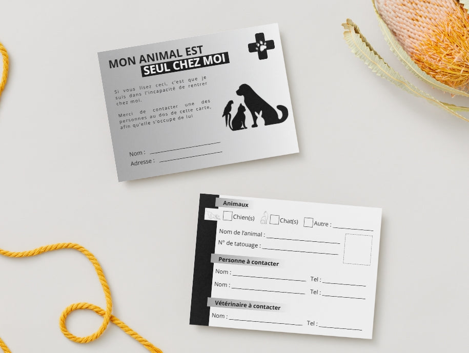 CARTE URGENCE Animale (Noir)
