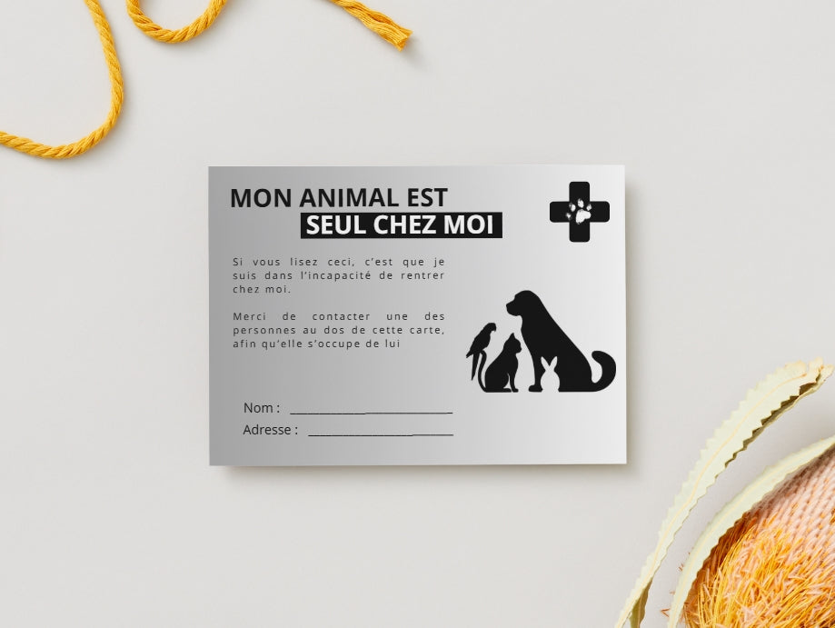 CARTE URGENCE Animale (Noir)