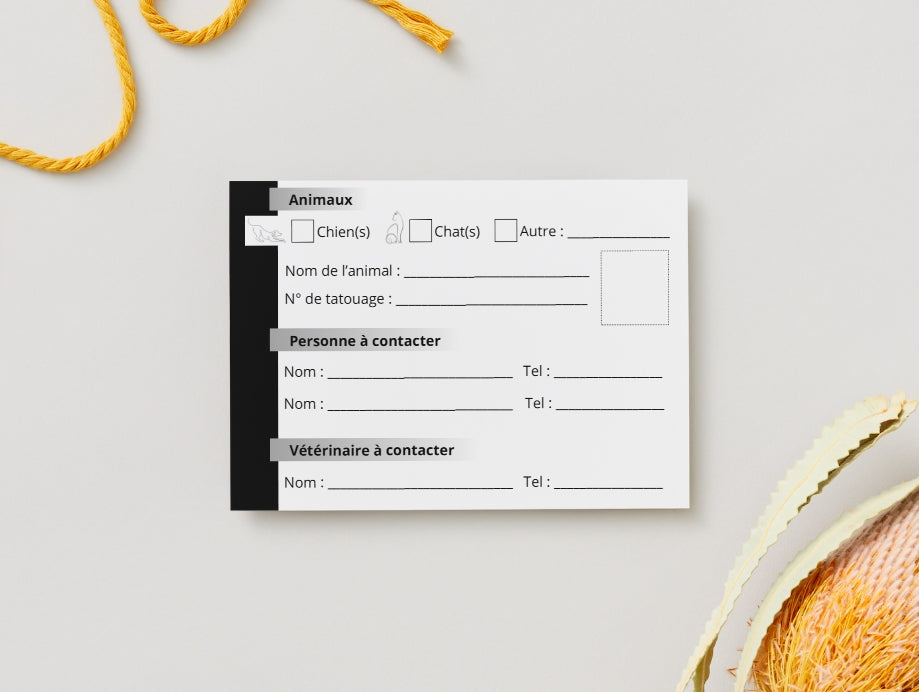 CARTE URGENCE Animale (Noir)
