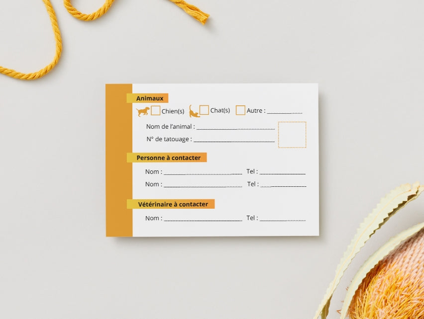 CARTE URGENCE Animale (Orange)