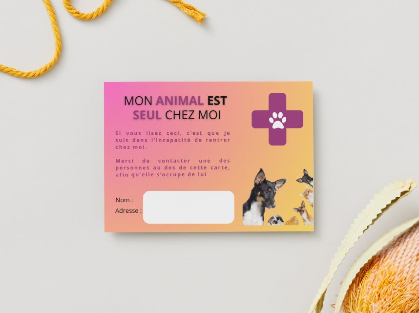 CARTE URGENCE Animale (Violet)