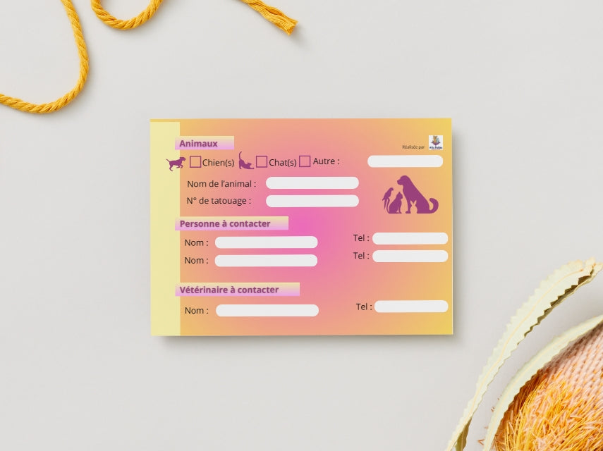 CARTE URGENCE Animale (Violet)