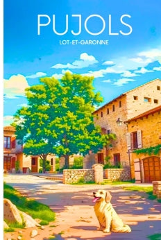 Affiche Illustration A3 – Pujols, Perle du Lot-et-Garonne (Place Ste Foy)