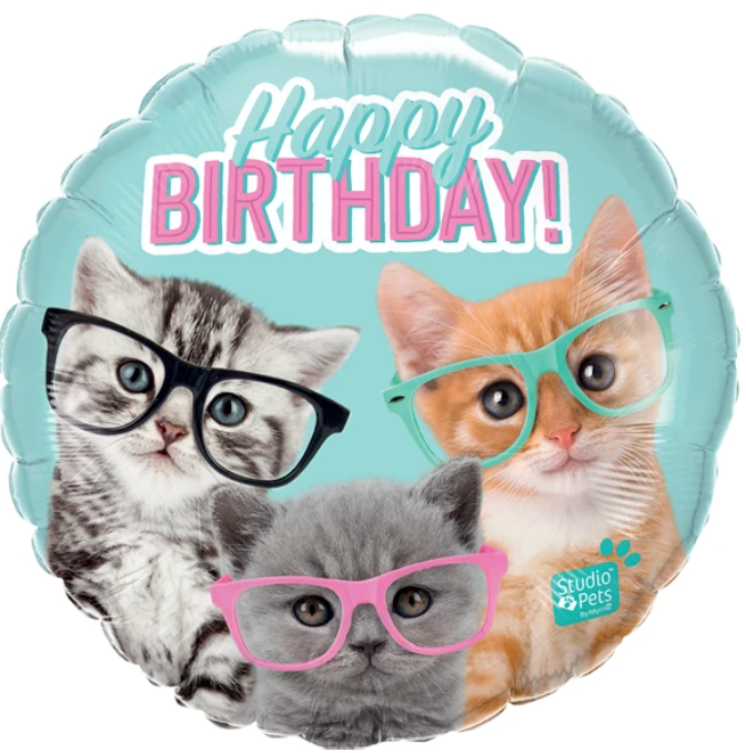 🎈 Ballon Anniversaire Chat – Aluminium 46 cm (18") "Happy Birthday" 🎂🐾