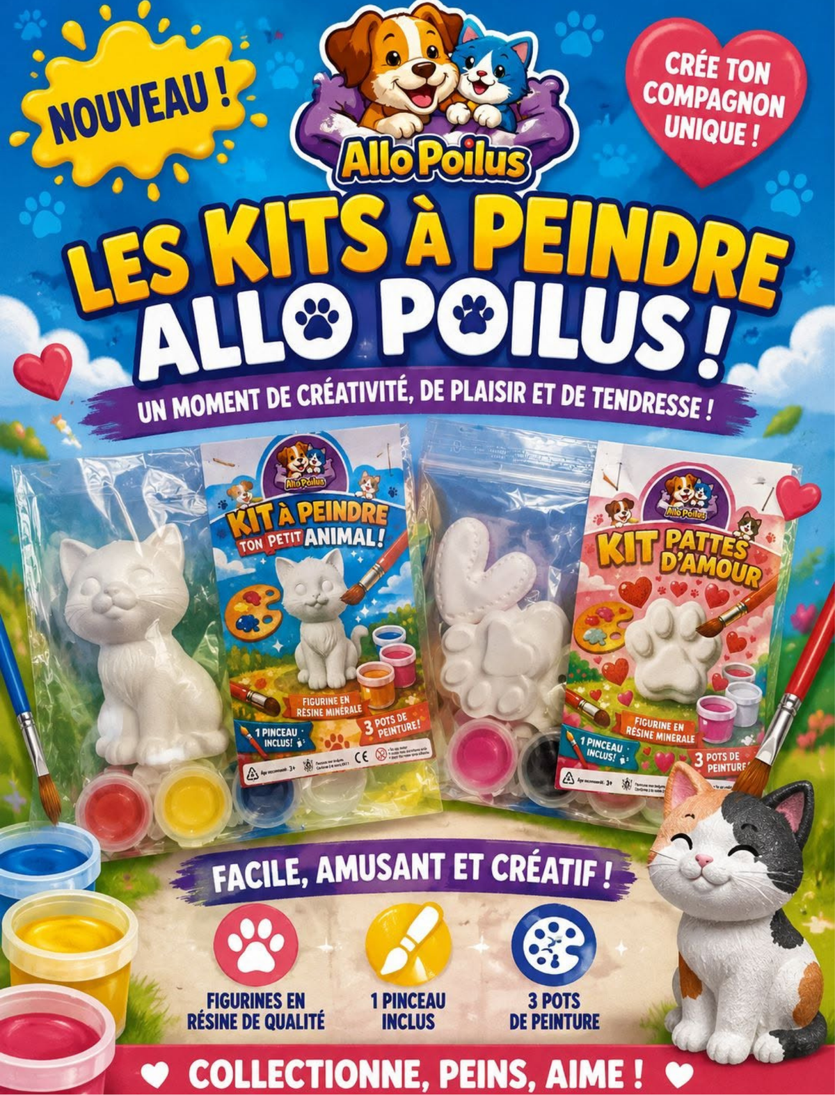 Kit créatif à peindre – Collection Animaux