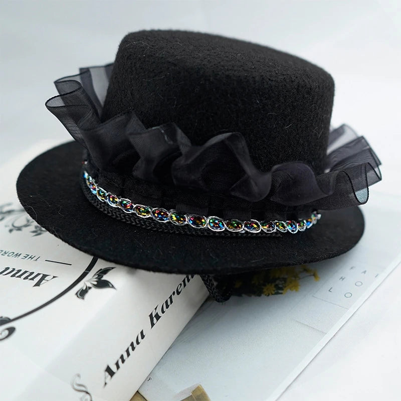 Chapeau Haut-de-Forme Noir avec Ruban Coloré pour Animaux