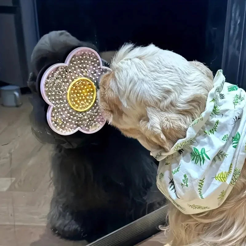 TAPIS à lécher en forme de fleur de soleil pour animaux de compagnie (Chien et Chat)