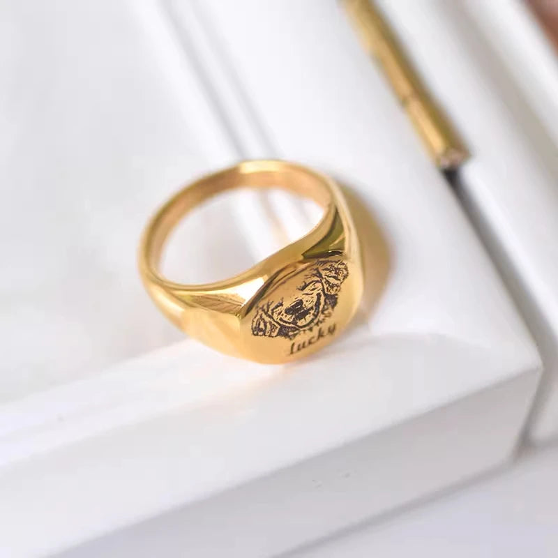 💍 Bague souvenir personnalisée en acier titane 🐶🐱