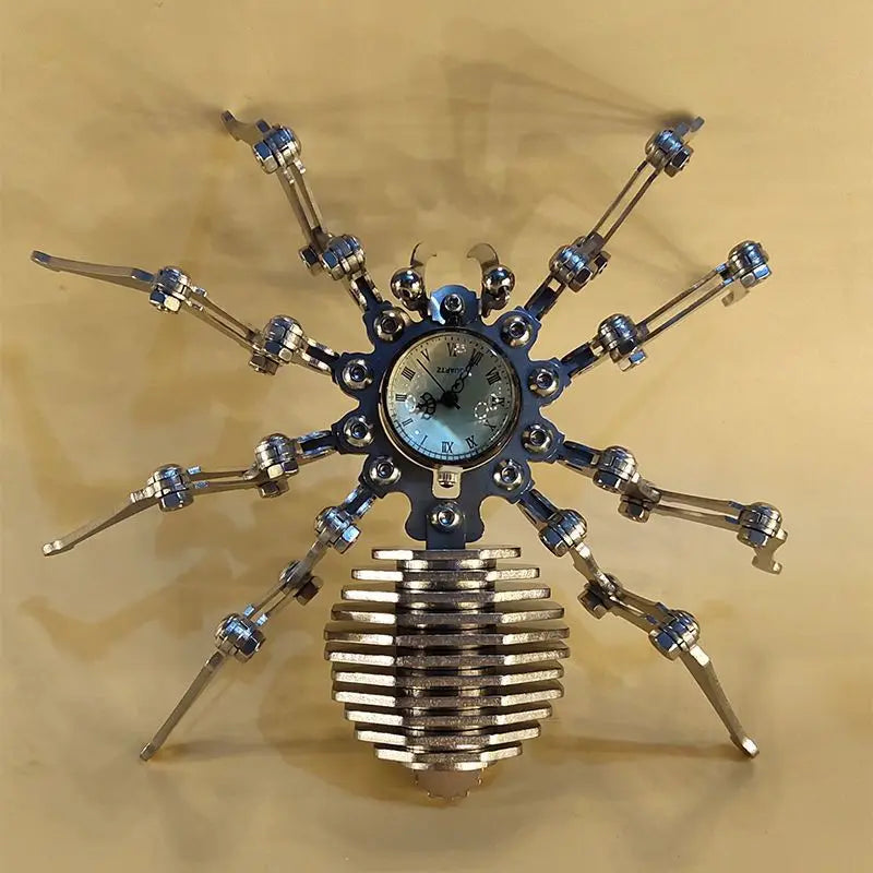 Horloge Araignée Mécanique en Acier Inoxydable – Style Punk Industriel