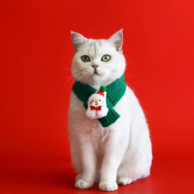 Ensemble de Noël pour chien et chat – Bonnet et écharpe tricotés festifs