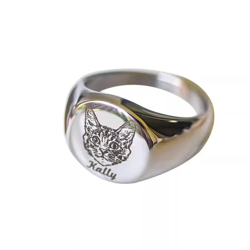 💍 Bague souvenir personnalisée en acier titane 🐶🐱