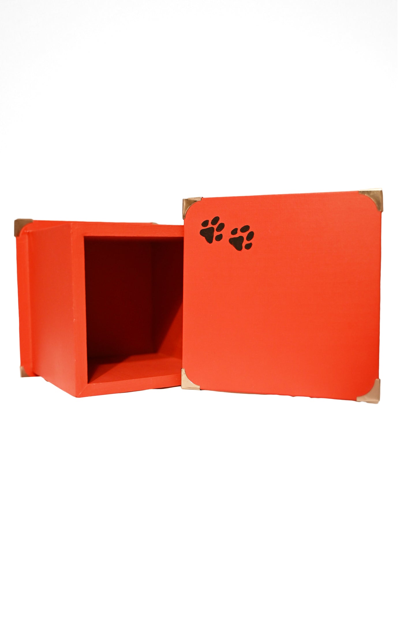 URNE funéraire bois modèle "Arabesque Chat" de couleur Rouge