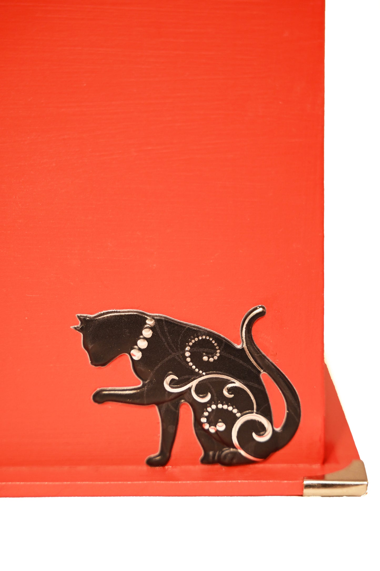 URNE funéraire bois modèle "Arabesque Chat" de couleur Rouge