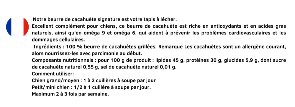 Beurre de CACAHUETES pour chiens