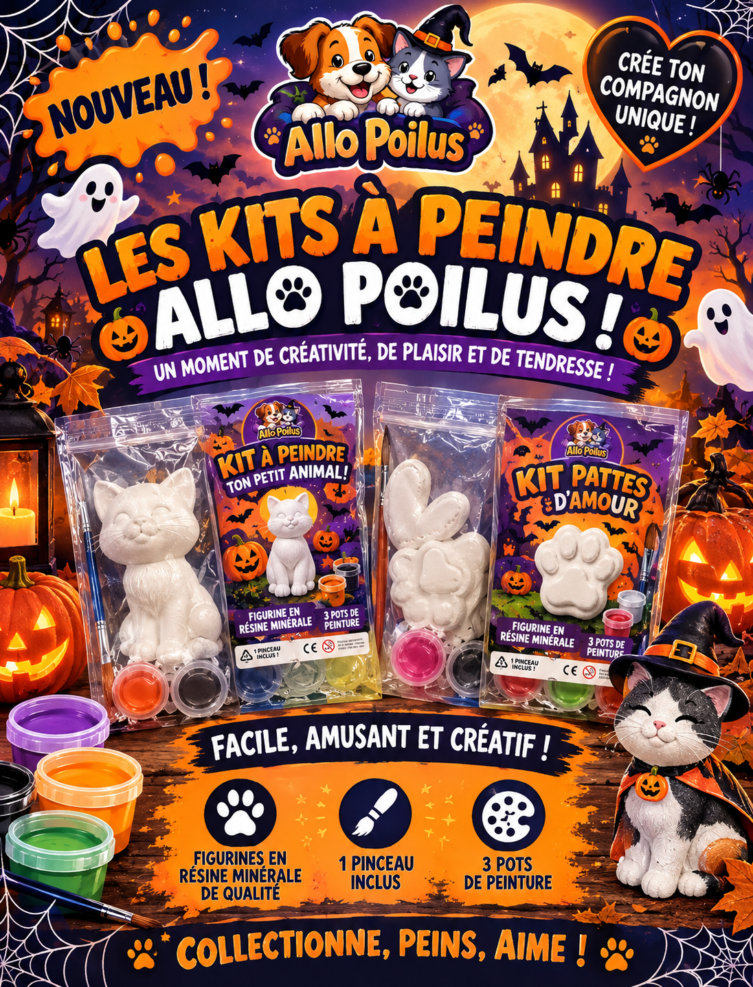Kit à Peindre Halloween – Collection Poilus Ensorcelés
