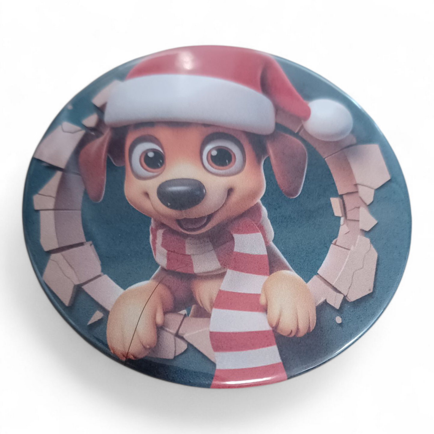 BADGE de NOËL à épingler (58 mm) – Illustrations festives animalières de Noël