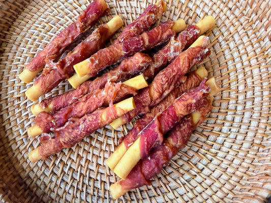 Rouleaux de patate douce enrobés de canard