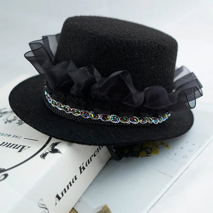 Chapeau Haut-de-Forme Noir avec Ruban Coloré pour Animaux