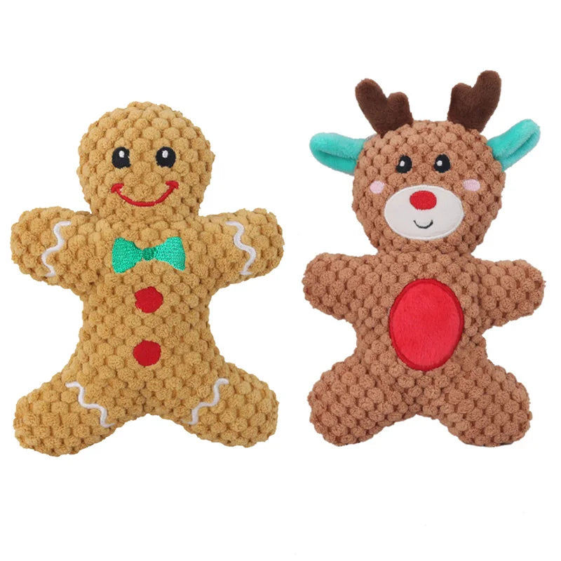 Jouet à mâcher en peluche pour chien, père noël, élan, pain d'épices, Donut, chat, chien, série de noël
