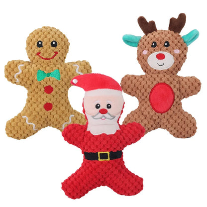 Jouet à mâcher en peluche pour chien, père noël, élan, pain d'épices, Donut, chat, chien, série de noël