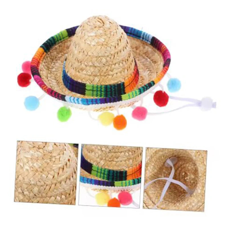 Mini Chapeau Mexicain en Paille pour Animaux – Sombrero Fun pour Chat et Chien