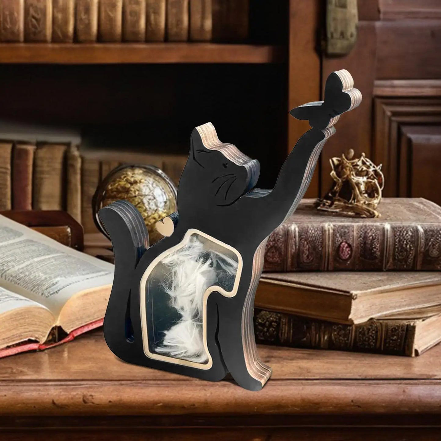 FIGURINE de Chat en Bois pour Souvenir pour Poils d’Animaux