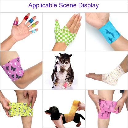 Bandage élastique auto-adhésif imprimé à motifs d'animaux (4.5m)