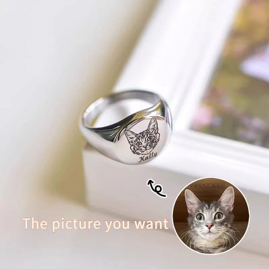 💍 Bague souvenir personnalisée en acier titane 🐶🐱
