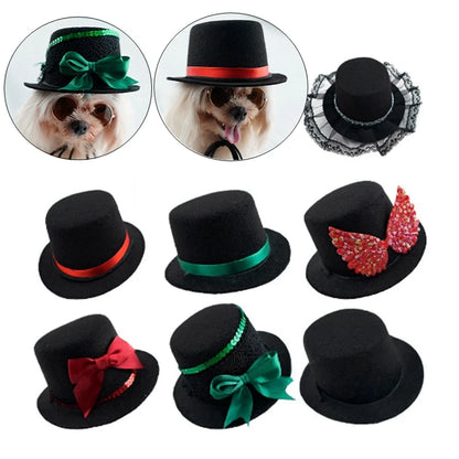 Chapeau Haut-de-Forme Noir avec Ruban Coloré pour Animaux