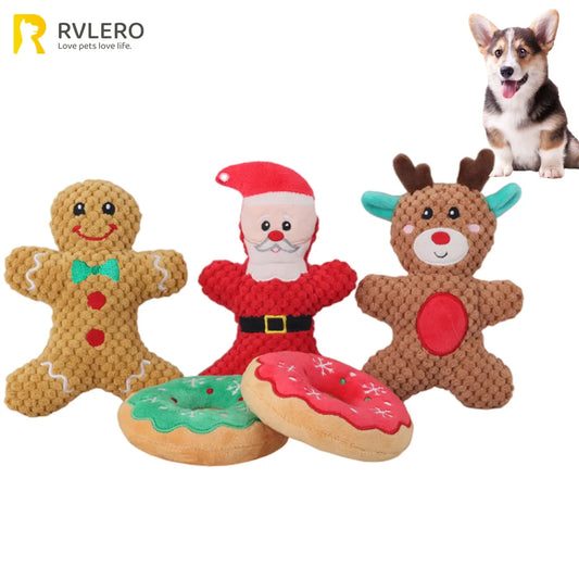 Jouet à mâcher en peluche pour chien, père noël, élan, pain d'épices, Donut, chat, chien, série de noël