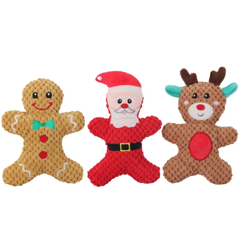 Jouet à mâcher en peluche pour chien, père noël, élan, pain d'épices, Donut, chat, chien, série de noël