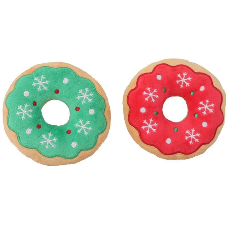 Jouet à mâcher en peluche pour chien, père noël, élan, pain d'épices, Donut, chat, chien, série de noël