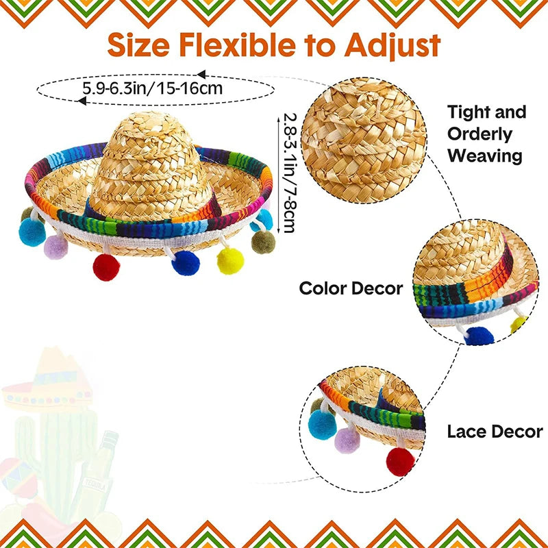 Mini Chapeau Mexicain en Paille pour Animaux – Sombrero Fun pour Chat et Chien
