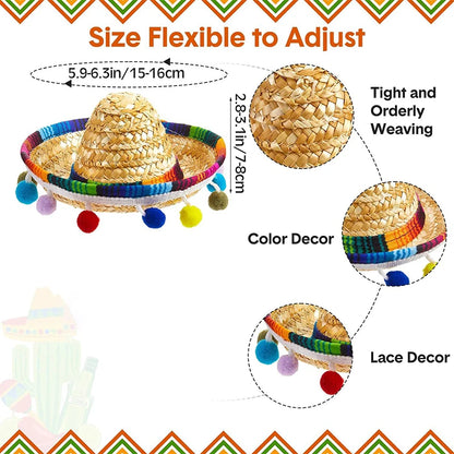 Mini Chapeau Mexicain en Paille pour Animaux – Sombrero Fun pour Chat et Chien