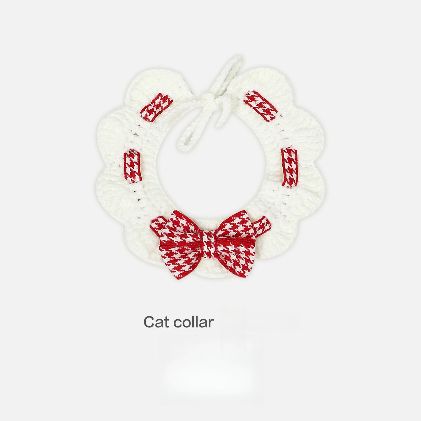 Collier Pied-de-Poule Rouge & Noir avec Nœud Papillon – Pour Chien et Chat
