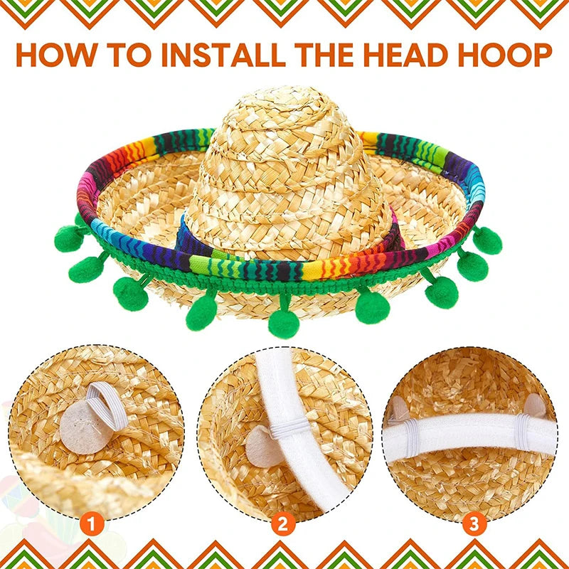 Mini Chapeau Mexicain en Paille pour Animaux – Sombrero Fun pour Chat et Chien