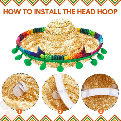 Mini Chapeau Mexicain en Paille pour Animaux – Sombrero Fun pour Chat et Chien