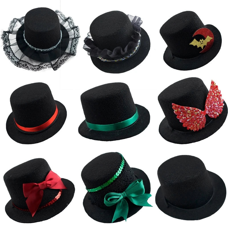 Chapeau Haut-de-Forme Noir avec Ruban Coloré pour Animaux