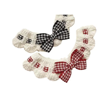 Collier Pied-de-Poule Rouge & Noir avec Nœud Papillon – Pour Chien et Chat
