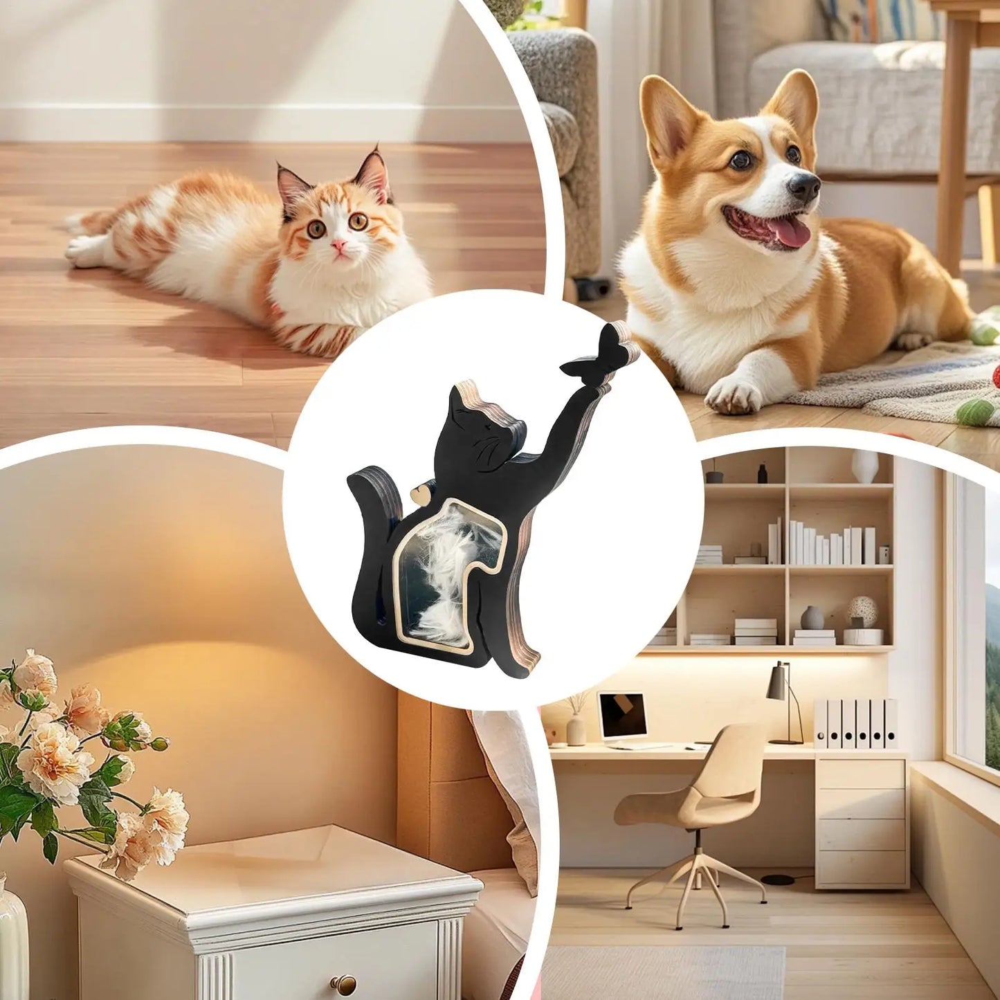 FIGURINE de Chat en Bois pour Souvenir pour Poils d’Animaux