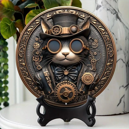 Art mural Chat Steampunk en métal – Peinture en étain
