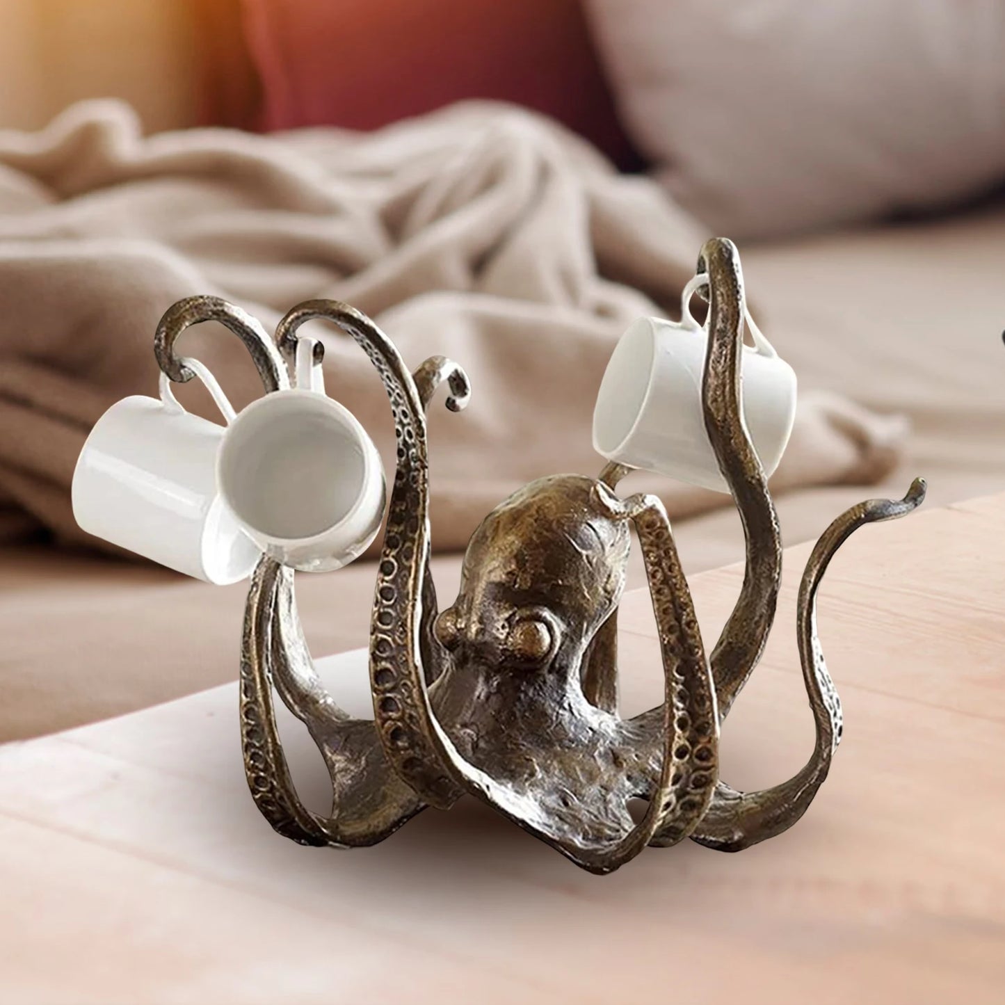 Porte-tasses à café Pieuvre en résine style Steampunk
