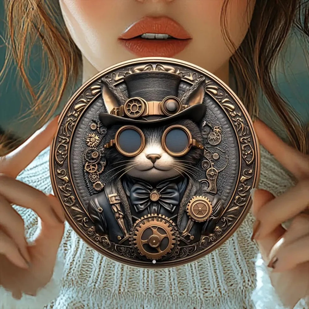 Art mural Chat Steampunk en métal – Peinture en étain