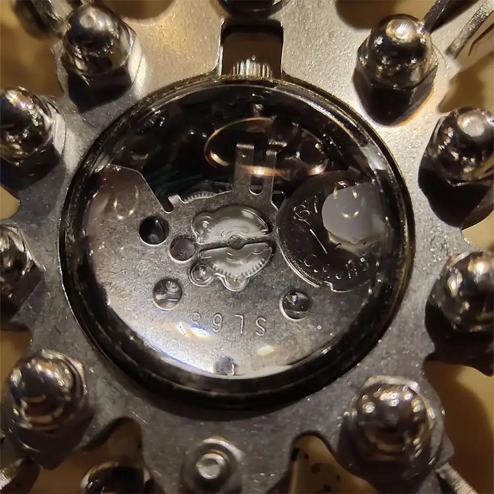 Horloge Araignée Mécanique en Acier Inoxydable – Style Punk Industriel