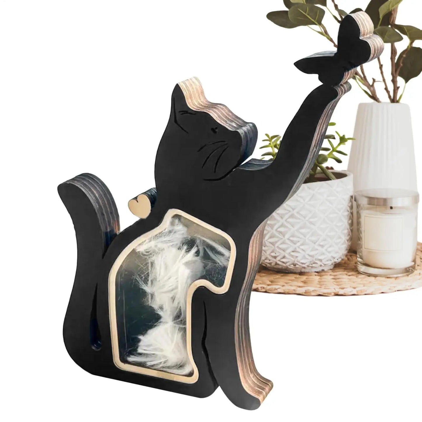 FIGURINE de Chat en Bois pour Souvenir pour Poils d’Animaux