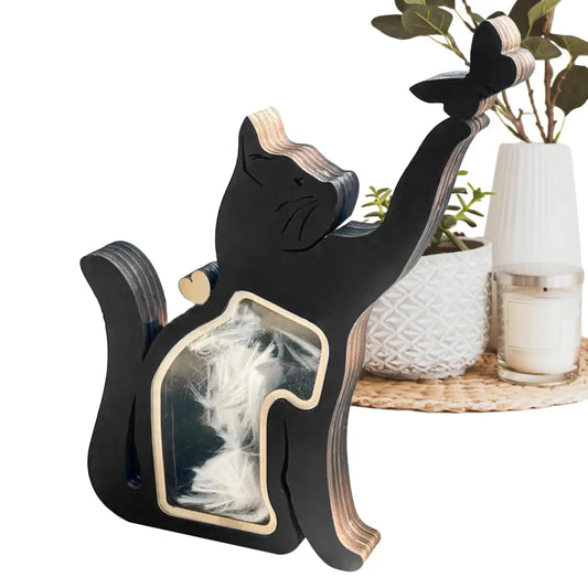 FIGURINE de Chat en Bois pour Souvenir pour Poils d’Animaux