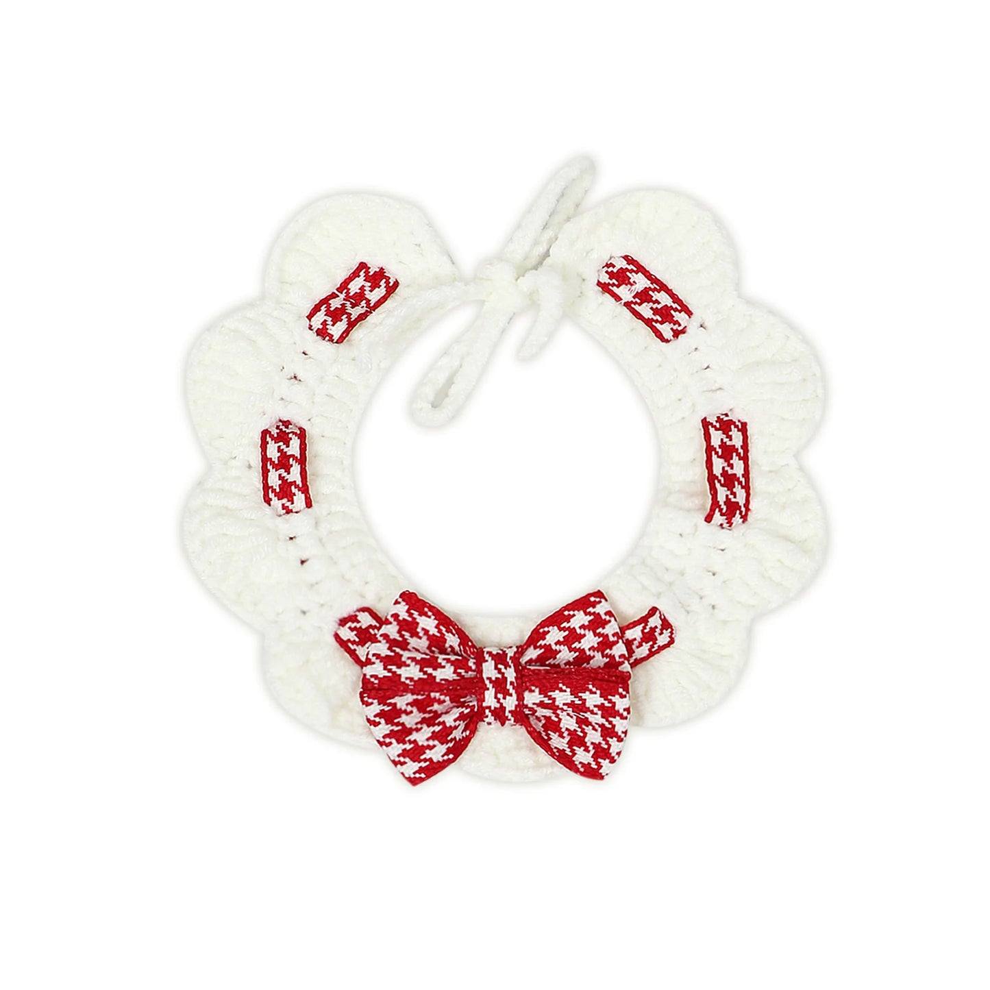 Collier Pied-de-Poule Rouge & Noir avec Nœud Papillon – Pour Chien et Chat