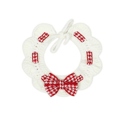 Collier Pied-de-Poule Rouge & Noir avec Nœud Papillon – Pour Chien et Chat