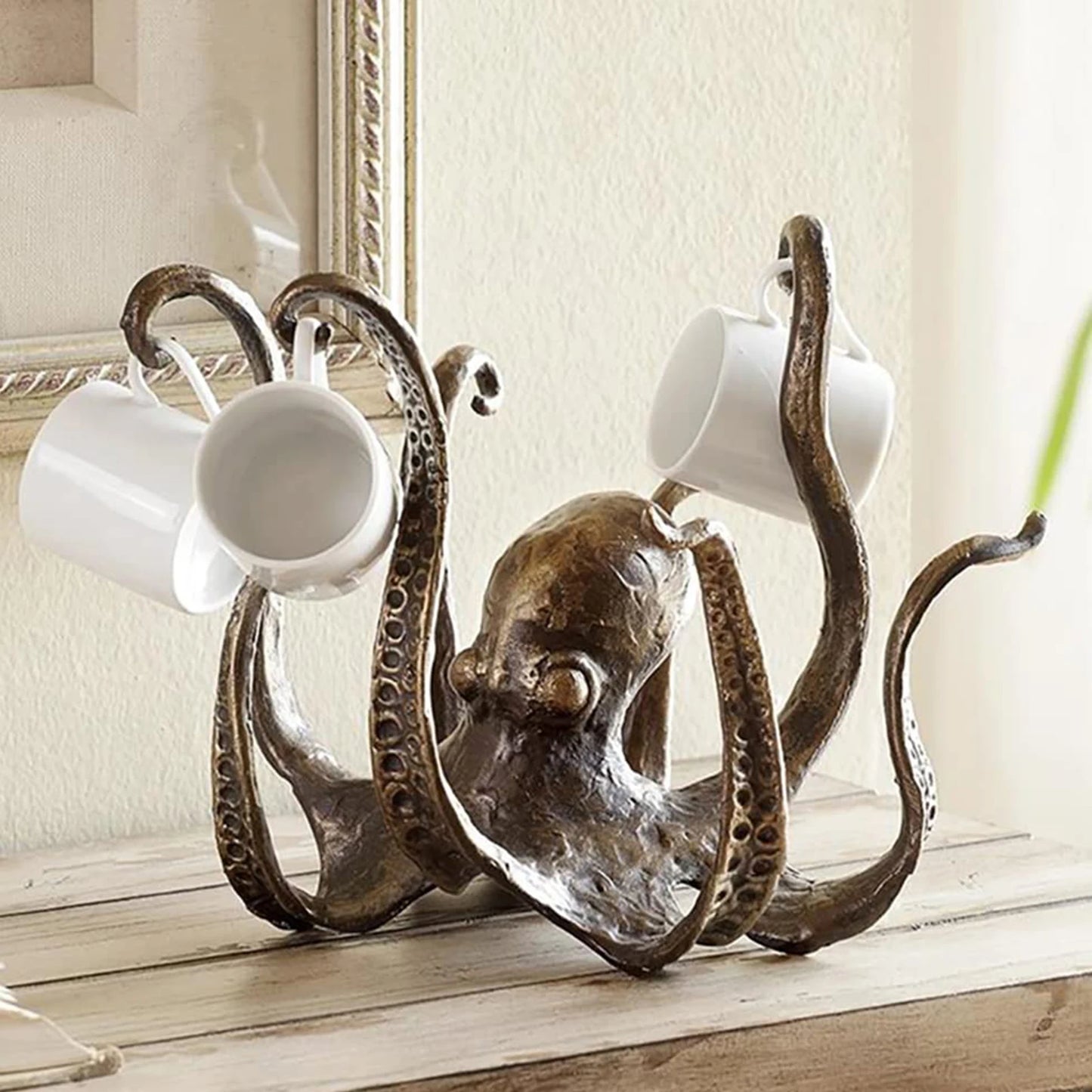 Porte-tasses à café Pieuvre en résine style Steampunk
