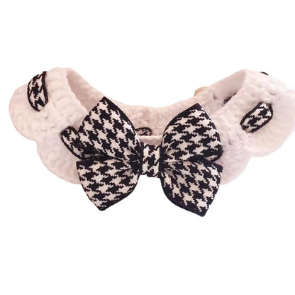 Collier Pied-de-Poule Rouge & Noir avec Nœud Papillon – Pour Chien et Chat